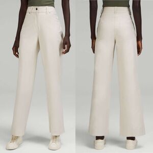 Lululemon City Sleek 5 Pocket Wide Leg High Rise Pants Light Ivory size 32